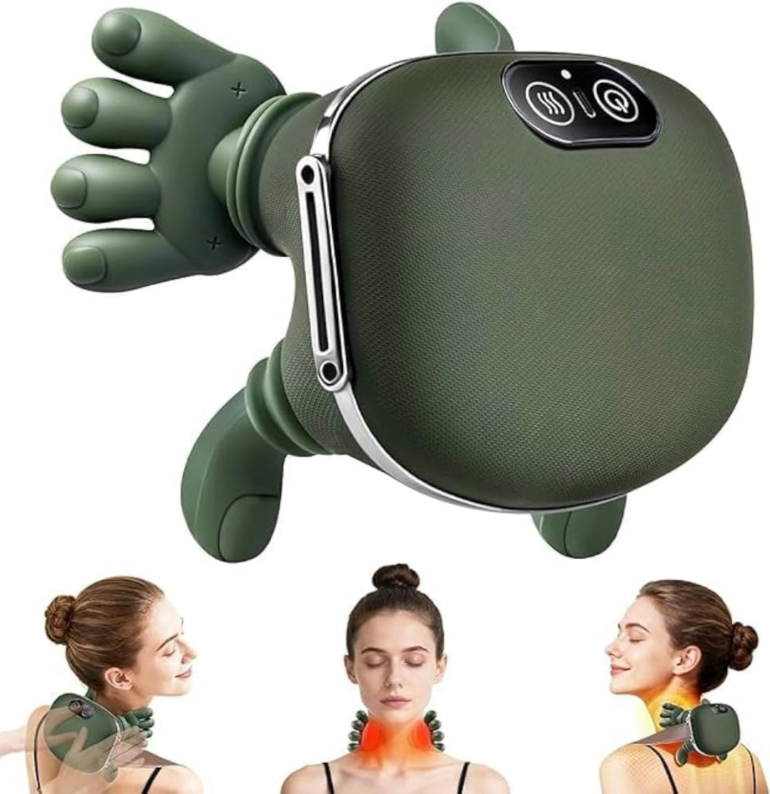 Ultimate Relief: Heated Human-Touch Deep-Kneading Neck MassagerRechargeable Neck and Shoulder Massager with Heat - 4D Bionic Kneading Massage Pillow for Cervical Pain Relief - Cordless Deep Tissue